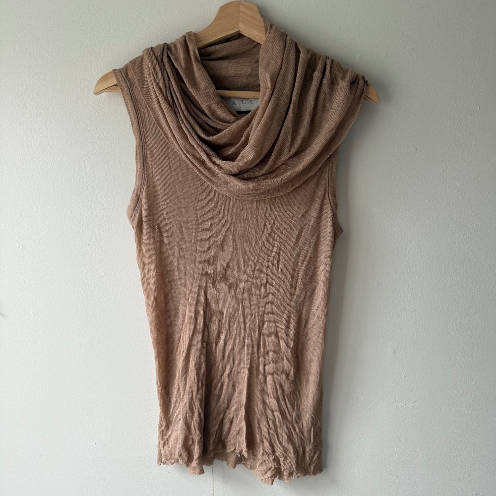 A.L.C Cowl Neck Sweater Tank - Nude/Brown